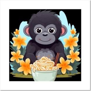 Monkey Eating Kimchi Noodles Posters and Art